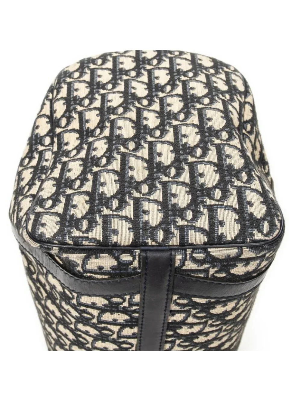 ★SOLD★ Dior Vintage Small Boston Navy Beige Trotter Pattern Canvas Shoulder Bag - Picture 8 of 10